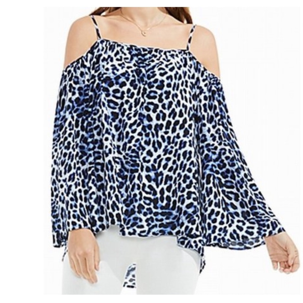 Vince Camuto Blue leopard blouse